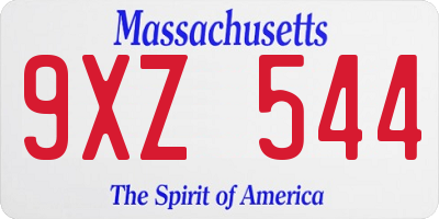 MA license plate 9XZ544