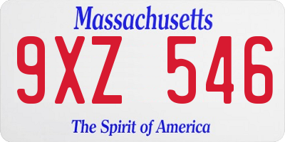 MA license plate 9XZ546