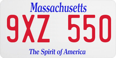 MA license plate 9XZ550