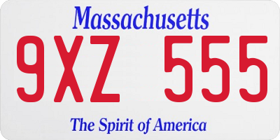 MA license plate 9XZ555