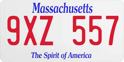 MA license plate 9XZ557