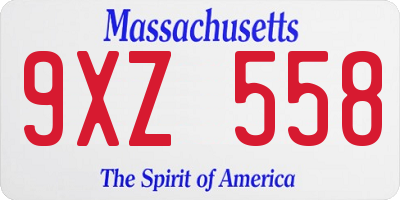 MA license plate 9XZ558