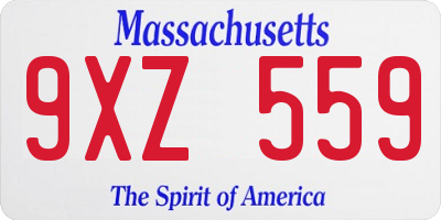 MA license plate 9XZ559