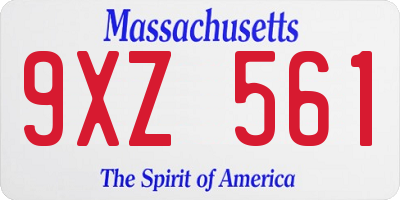 MA license plate 9XZ561