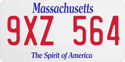 MA license plate 9XZ564
