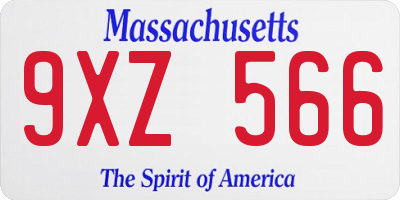 MA license plate 9XZ566