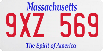 MA license plate 9XZ569