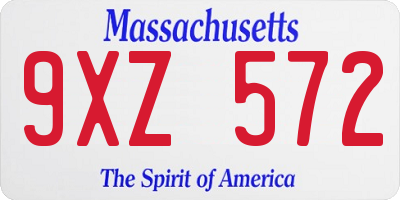 MA license plate 9XZ572