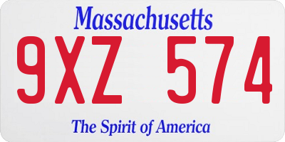 MA license plate 9XZ574