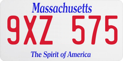 MA license plate 9XZ575