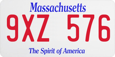 MA license plate 9XZ576