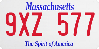 MA license plate 9XZ577