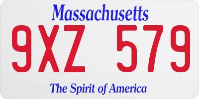MA license plate 9XZ579