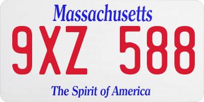 MA license plate 9XZ588