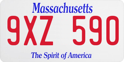 MA license plate 9XZ590
