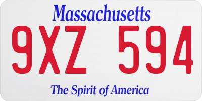 MA license plate 9XZ594