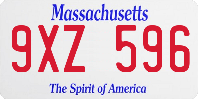 MA license plate 9XZ596