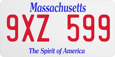 MA license plate 9XZ599