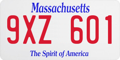 MA license plate 9XZ601