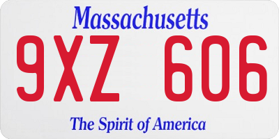 MA license plate 9XZ606