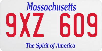 MA license plate 9XZ609