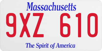 MA license plate 9XZ610