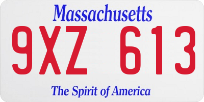 MA license plate 9XZ613