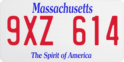 MA license plate 9XZ614