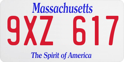 MA license plate 9XZ617
