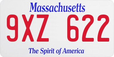 MA license plate 9XZ622