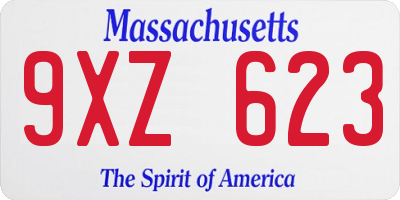 MA license plate 9XZ623