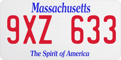 MA license plate 9XZ633