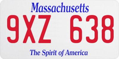 MA license plate 9XZ638