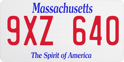 MA license plate 9XZ640