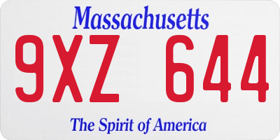 MA license plate 9XZ644