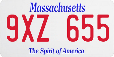 MA license plate 9XZ655