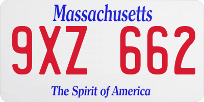 MA license plate 9XZ662