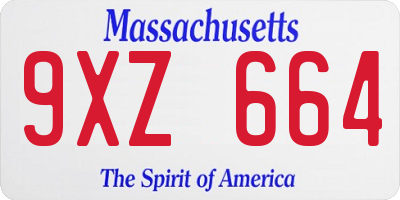 MA license plate 9XZ664