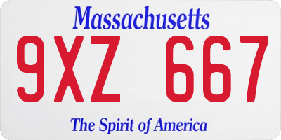 MA license plate 9XZ667
