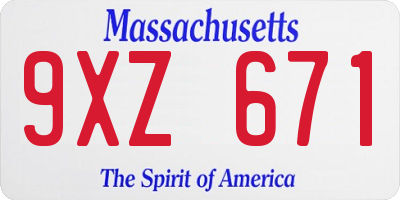 MA license plate 9XZ671