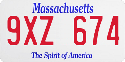 MA license plate 9XZ674