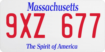 MA license plate 9XZ677