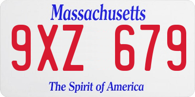 MA license plate 9XZ679