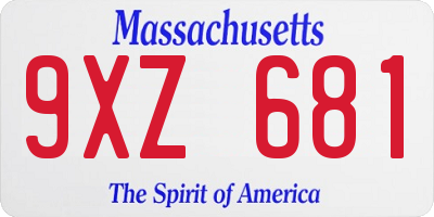 MA license plate 9XZ681