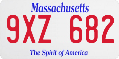 MA license plate 9XZ682