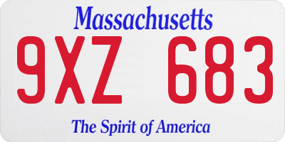 MA license plate 9XZ683