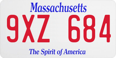 MA license plate 9XZ684