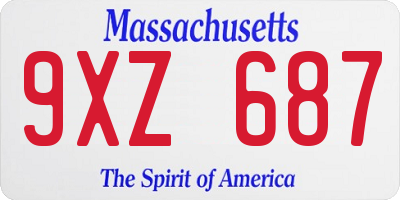 MA license plate 9XZ687