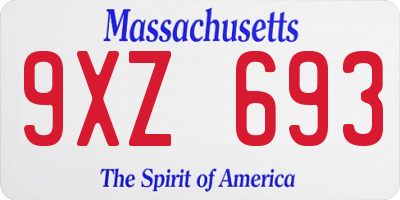 MA license plate 9XZ693