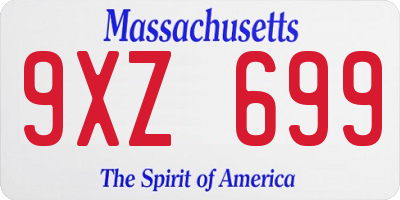 MA license plate 9XZ699